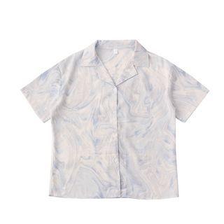 Printed Chiffon Button-up Oversize Shirt