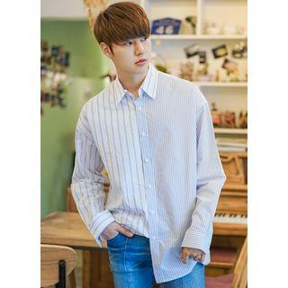 Long-sleeve Asymmetric Striped Shirt
