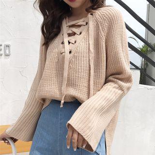Lace-up Knit Sweater