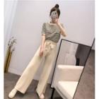 Set: Striped T-shirt + Wide-leg Pants