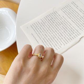 Rhinestone Open Ring K811 - Ring - Gold - One Size