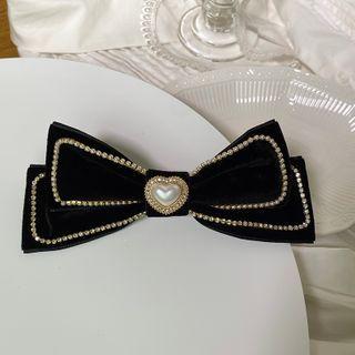 Faux Pearl Bow Hair Clip 1 Piece - Hair Clip - Black - One Size