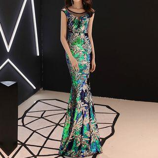 Cap-sleeve Mermaid Evening Gown