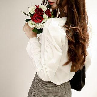 Tie-back Shirred-sleeve Top