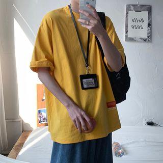 Short-sleeve Label Applique T-shirt