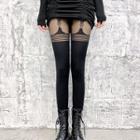 Printed Tights Print - Black - One Size