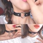 Set Of 3: Sweetheart-accent Chocker + Hoop-accent Choker + Layered Hoop-accent Choker Set Of 3 - One Size