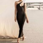 Sleeveless One-shoulder Maxi Dress