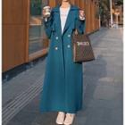 Plain Tie-waist Tie-waist Long Coat