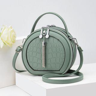 Top Handle Round Zip Crossbody Bag