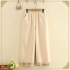 Elastic-waist Plaid Hem Wide Leg Pants