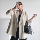 Buckled-waist Plain Blazer