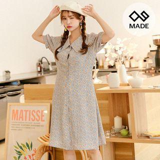 Chelsea-collar Floral Midi Shirtdress