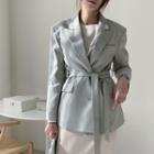 Single Breasted Long-sleeve Tie-waist Blazer