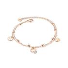 Simple And Romantic Plated Rose Gold Round Heart-shaped 316l Stainless Steel Anklet With Cubic Zircon Rose Gold - One Size