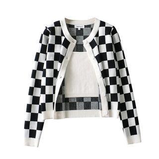 Long Sleeve Plaid Crop Cardigan