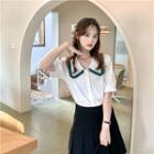 Peter Pan Collar Two-tone Shirt