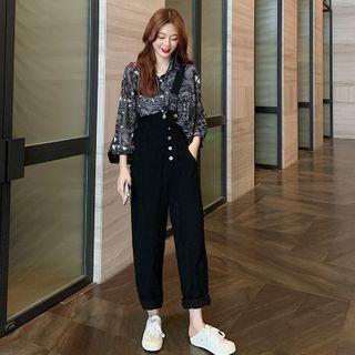 Printed Shirt / Suspender Jeans