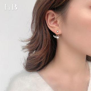 Faux Pearl Rhinestone Earring 1 Pair - S925 Sterling Silver Pin - As Shown In Figure - One Size