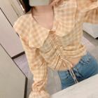 Capelet Drawcord Check Blouse