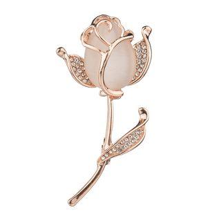 Cat Eye Stone Rhinestone Tulip Brooch As Shown In Figure - One Size