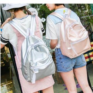 Shimmer Faux-leather Backpack
