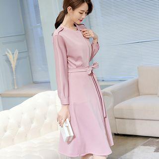 A-line Midi Dress With Sash