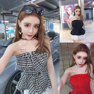 Strapless Peplum Top