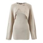 Set: Distressed Knit Shrug + Spaghetti-strap Mini Sheath Dress