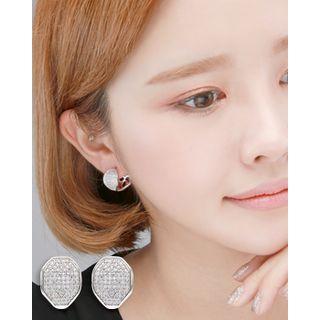Rhinestone Octagon Clip-on Earrings