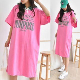 Hooded Color-block T-shirt Dress