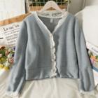 Lace-trim Wool Cardigan