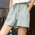 Drawstring Wide-leg Shorts Green - One Size