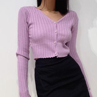 Button-up Rib Knit Top