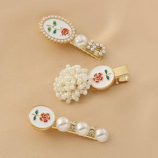 Flower Alloy Faux Pearl Hair Clip (various Designs)