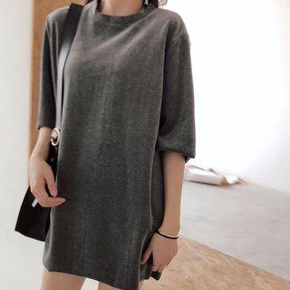 Plain Velvet Loose-fit Short-sleeve Top