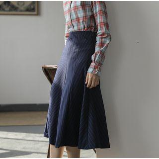 High Waist A-line Striped Skirt