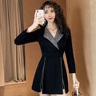 Set: Long-sleeve Embellished Mini A-line Dress + Shorts