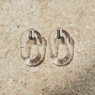 Transparent Oblong Earrings White - One Size