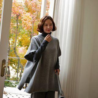 Woolen Knit Poncho Top