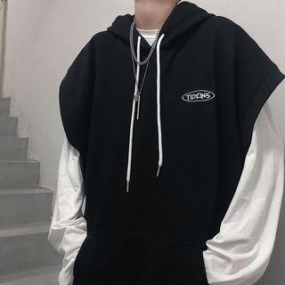 Couple Matching Letter Embroidered Hooded Vest