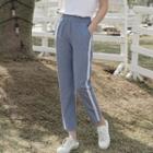 Short-sleeve Printed T-shirt / Striped Cropped Harem Pants / Set