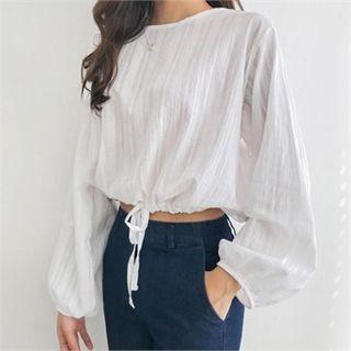 Drawstring Crop Peasant Blouse