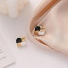 S925 Sterling Silver Color Block Ear Stud 1 Pair - 925 Silver - Earrings - One Size