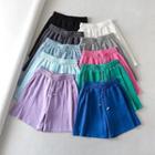 Drawstring Wide-leg Plain Sport Shorts