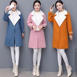 Notched-lapel Snap Button Coat