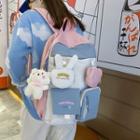 Lettering Multi-pocket Backpack / Bag Charm / Set