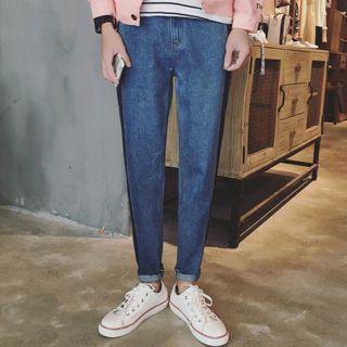 Lettering Straight-cut Jeans