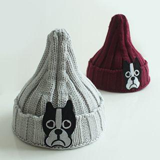 Dog Printed Ribbed Beanie