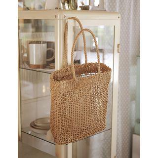 Woven Rattan Basket Bag Light Brown - One Size